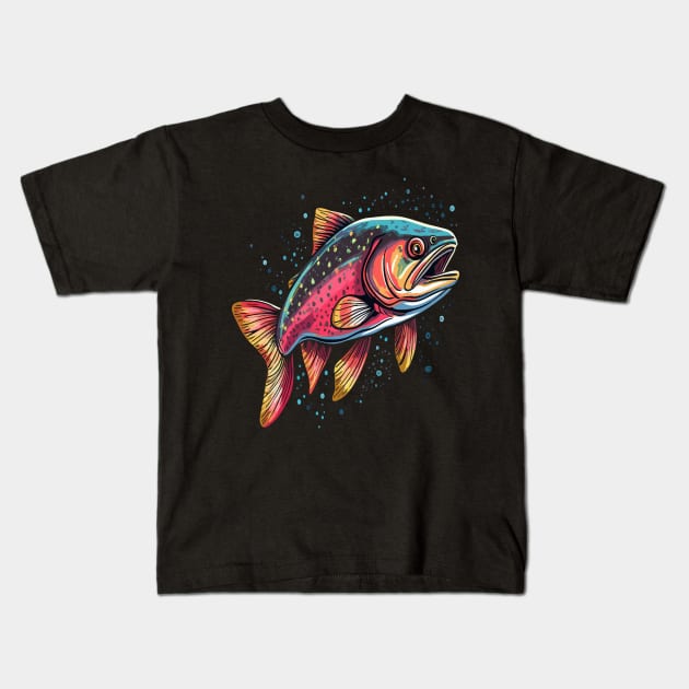 Trout Smiling Kids T-Shirt by JH Mart